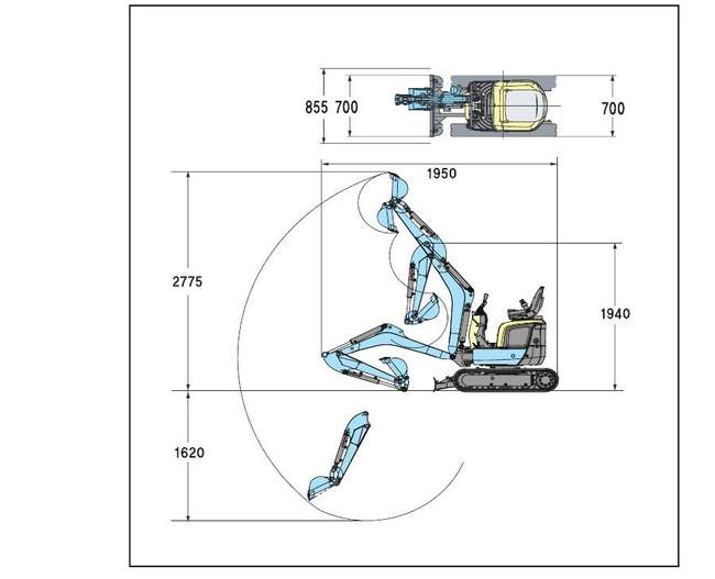 Габаритная схема Kubota U-008-5