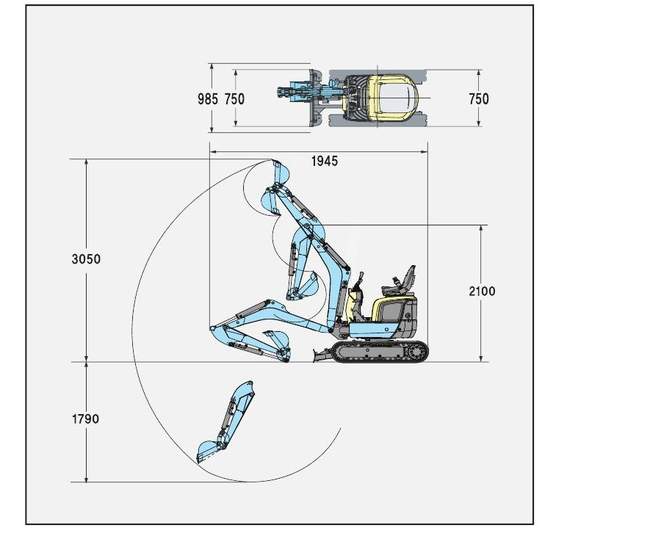 Габаритная схема Kubota U-10-5