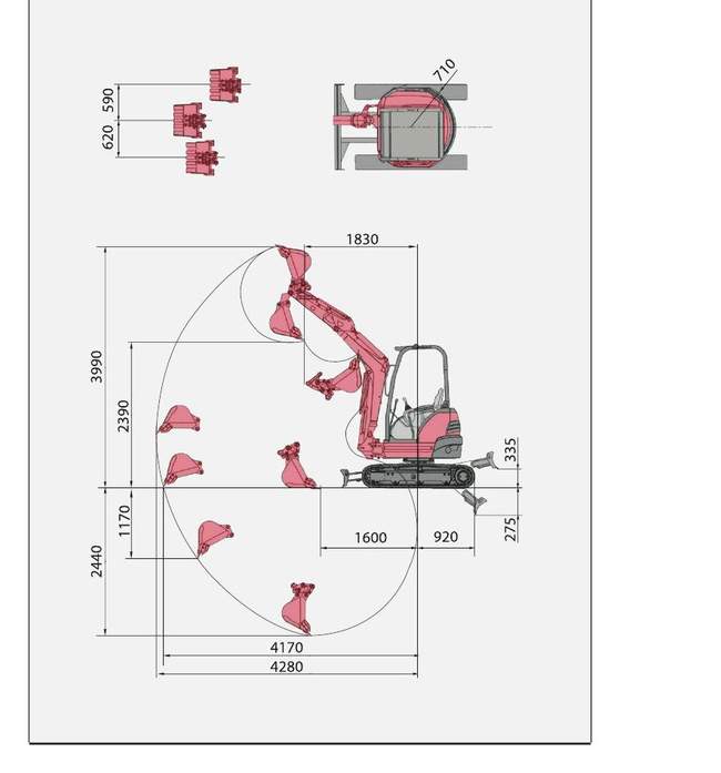 Габаритная схема Kubota U-20-5S