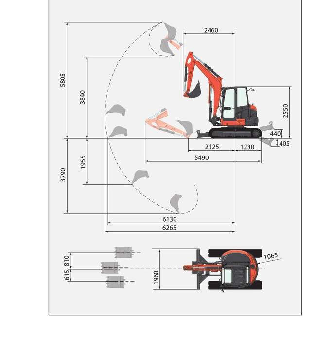 Габаритная схема Kubota U56-5