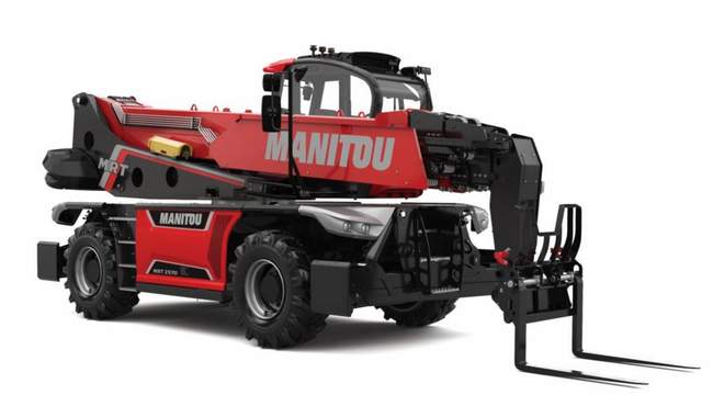 Manitou MRT 2570 — вид сбоку с вилами