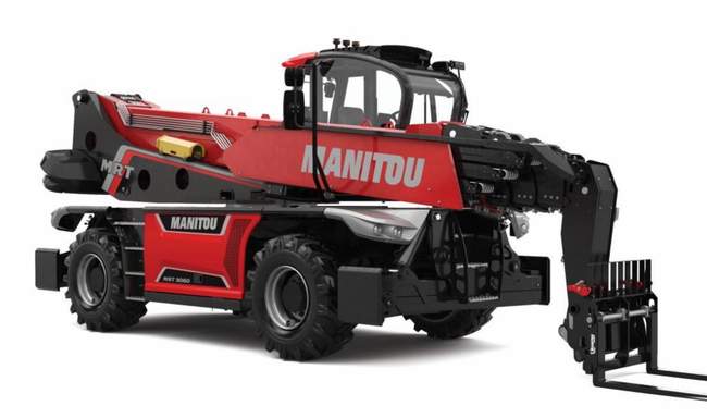 Manitou MRT 3060 — вид сбоку с вилами