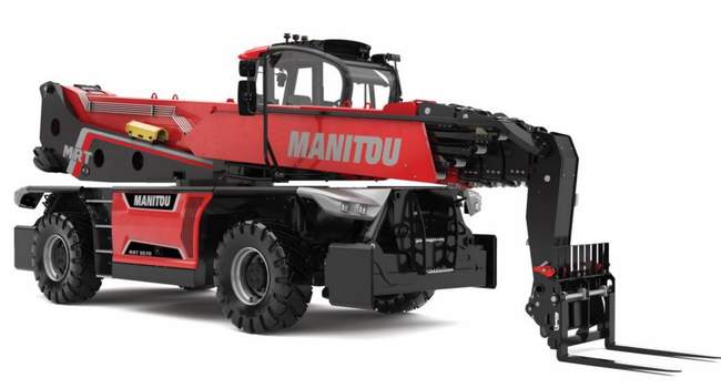 Manitou MRT 3570 — вид сбоку с вилами